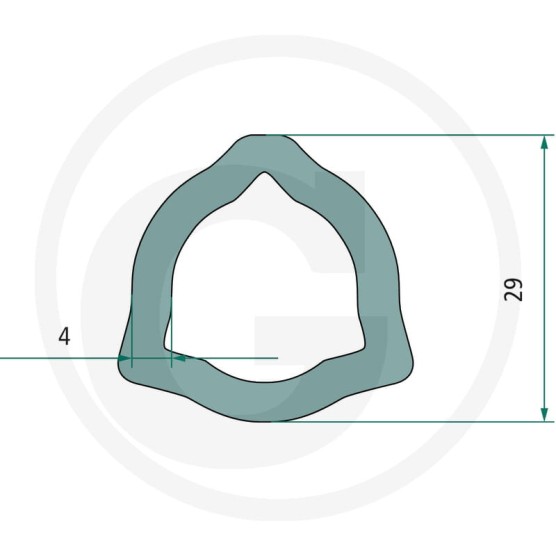Rura profilowa trójkąt wewnętrzna 29x4mm 6797027001130