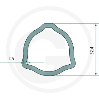 Rura profilowana trójkąt zewn 33,4x2,5mm długość 1.5m 6797027001120