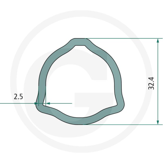 Rura profilowana trójkąt zewn 33,4x2,5mm długość 1.5m 6797027001120