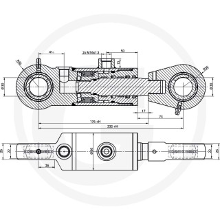 Siłownik hydrauliczny dwustronny UCHO-30mm zakres 430-630mm 687CJ25028200