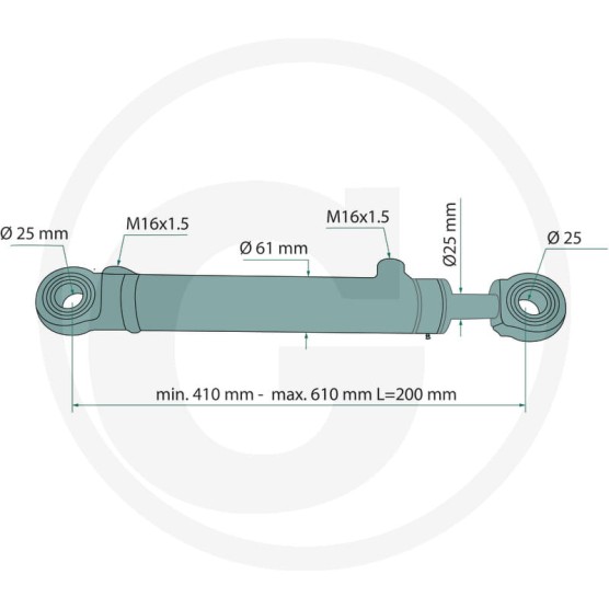 Siłownik hydrauliczny dwustronny ucho FI-22 zakres 410-610mm układ kierowniczy mtz 69C503405215