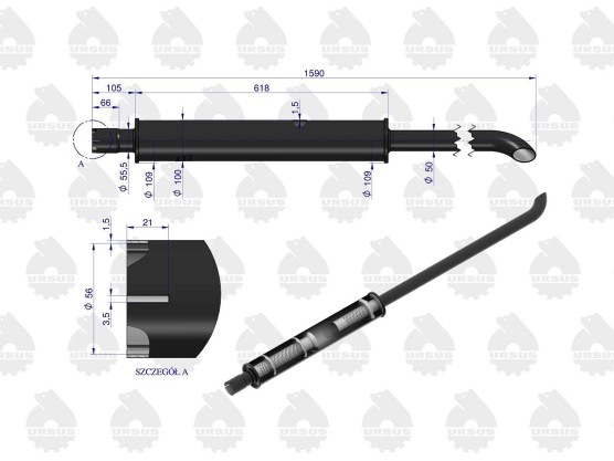 Tłumik MF4 1590mm 6kg emalia Oryginał Ursus
