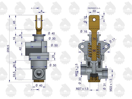 Zawór hamulcowy C-330 Oryginał Ursus 42480160, 42481161
