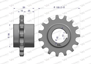 Koło łańcuchowe stalowe hartowane Z-15 3/4 fi-35 zastosowanie Bizon Waryński 5040020250