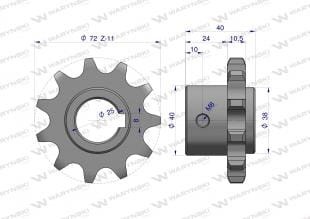 Koło łańcuchowe stalowe hartowane Z-11 3/4 fi-25 zastosowanie Bizon Waryński 5056030140