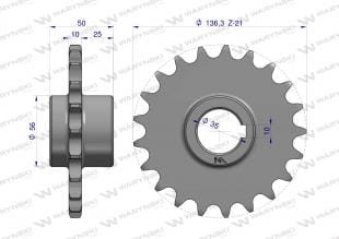 Koło łańcuchowe stalowe hartowane Z-21 3/4 fi-35 5057020110 zastosowanie Bizon Waryński 5040020240