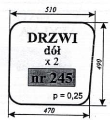 Szyba nr 245 drzwi dół mf KAB. duża