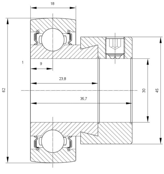 Łożysko D 206 ina fag 30x62x35,8/18 grae 30 D206