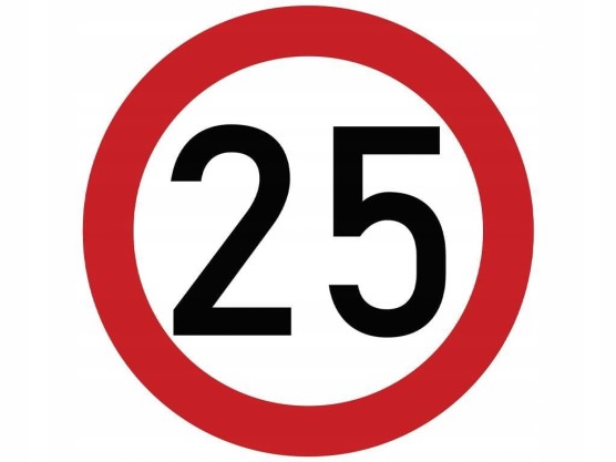 Naklejka laminowana limit prędkości 25 km/h