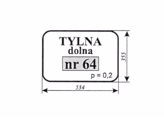 Szyba nr 64 tylna dolna 534/355mm
