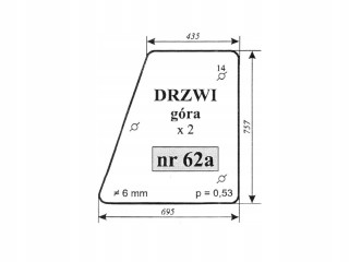 Szyba nr 62A drzwi góra Zetor