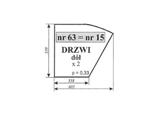 Szyba nr 15=63 drzwi Zetor