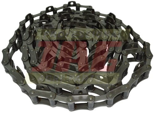 Łańcuch podajnika pochyłego wewnętrzny mf rollon solid  skok łańcucha41.4 śr rolki15.24 szer wew22.23 śr sworznia 5.72  grubość płytki2.5 rozstaw otworów54 średnica otworu8.3