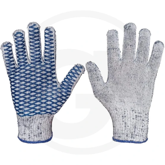 Rękawice robocze BAWEŁNIANO-POLIESTROWE szaro niebieskie rozmiar 8 648SC-08