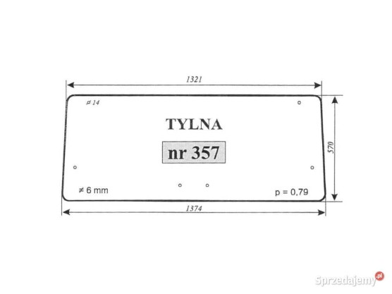 Szyba nr 357 tylna podnoszona Zetor