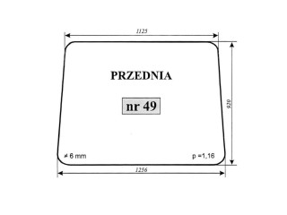 Szyba nr 49 przednia do MTZ-82 1256x1125x920