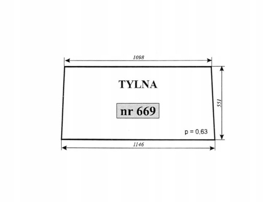 Szyba nr 669 tylna C-360 szyszka
