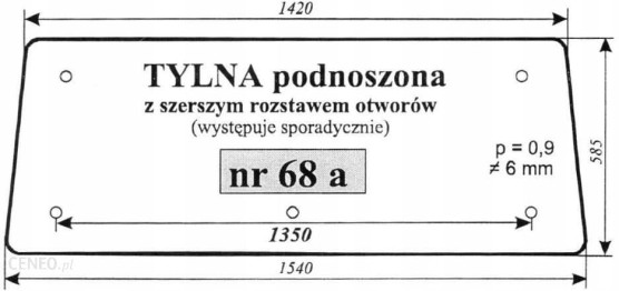 Szyba nr 68  tylna podnoszona Zetor