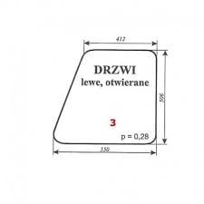 Szyba nr 3 drzwi lewe C-360 KAB.KUNÓW