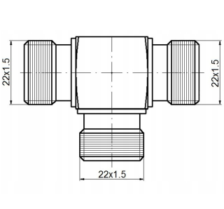 Trójnik hydrauliczny BBB 22x22x22x1.5 długi