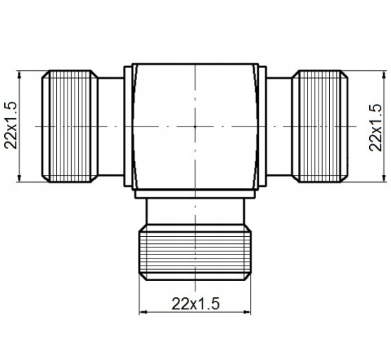 Trójnik hydrauliczny BBB 22x22x22x1.5 długi