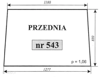 Szyba nr 543 przednia Zetor 1277/1180/830mm