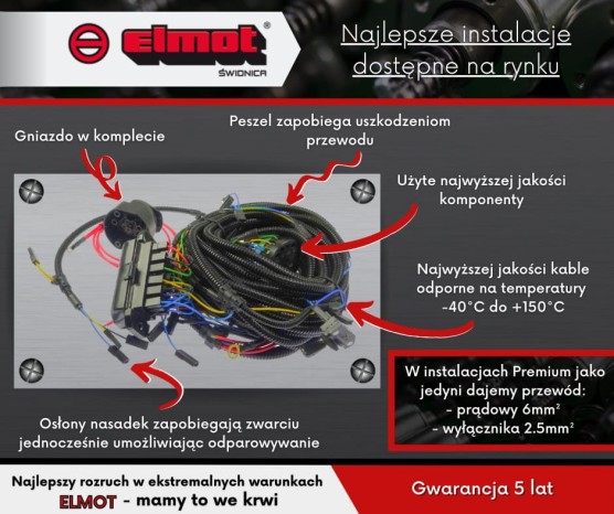 Instalacja elektryczna przyczepa D-47 elmot premium line