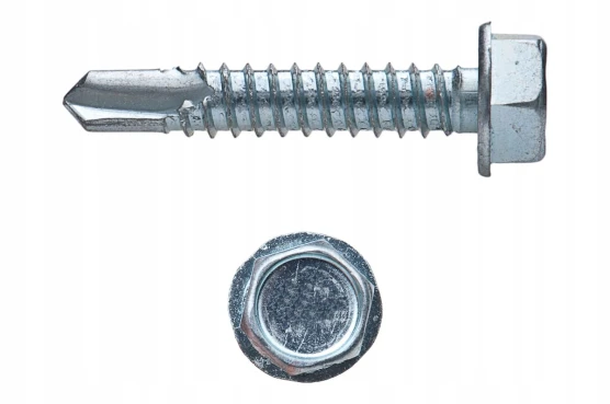 Wkręt do blach samowiercący Z łbem 6-CIO kątnym Z podkładką ocynk 6.3x32mm Q1778