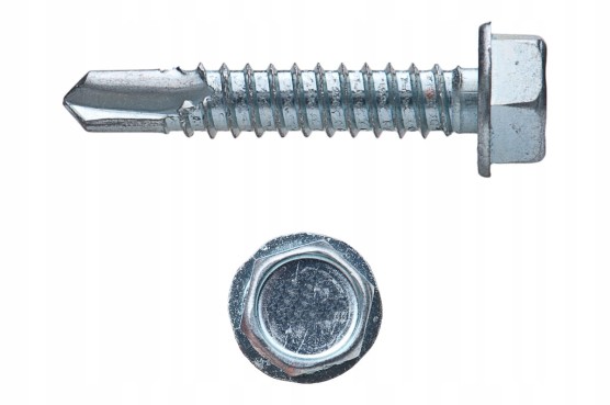 Wkręt do blach samowiercący Z łbem 6-CIO kątnym Z podkładką ocynk 4.8x16mm Q1762
