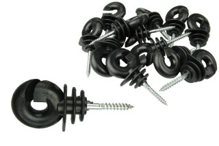 Izolator drutu I plecionki Z wkrętem do drewna czarny typ jumbo owalny 580326