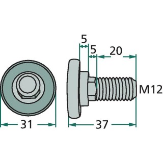 Śruba nożyka M12X36 kpl Z nakrętką 525B1374593
