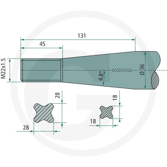 Palec ładowacza wygięty długi 100cm 6794307011006