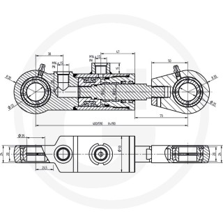 Siłownik hydrauliczny dwustronny Ursus C-330 / C-360 2X25       CJ2F*40/22*190 656CJ24022190