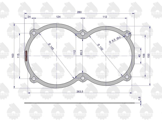 Uszczelka pokrywy skrzyni biegów przód C-360 krążelit 0.8mm 50419140U