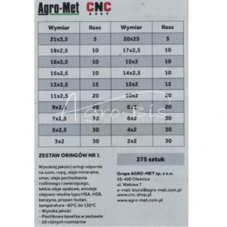 Zestaw oringów olejoodpornych 375 elementów