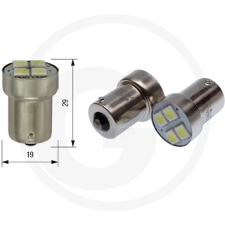 Żarówka led 12V 4XSMD 5050 led BA15S     zastępuje żarówkę 12V 5W BA15S 18 x 37, typ R5W / żarówkę 12V 10W BA15S 18x37, typ R10W