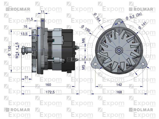Alternator MF-3 mocowany na sprężarkę EX-241020 nowy typ Expom kwidzyn eu