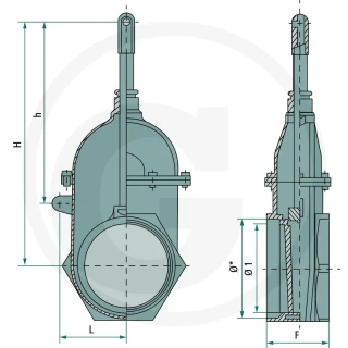 Zasuwa wozu asenizacyjnego 4", z siłownikiem hydr. dwustronnego działania 4050070100550