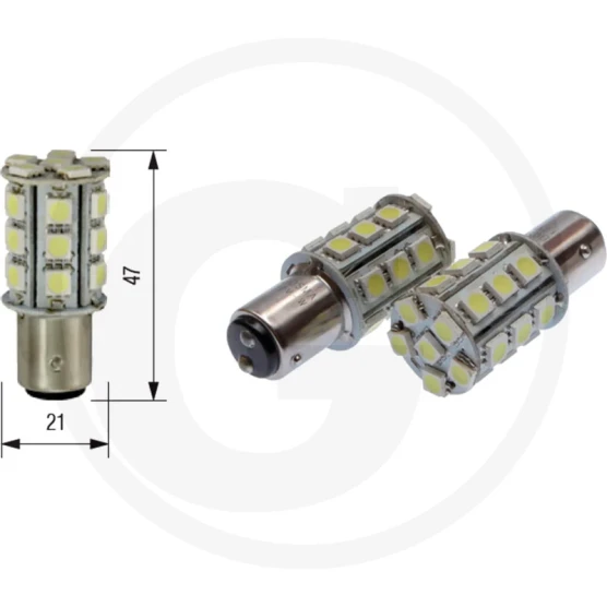 Żarówka led 12V 24xSMD 5050 led BAY15D bardzo duża moc świecenia