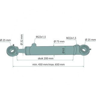 Siłownik hydrauliczny dwustronny Ursus C-385 i pochodne 2X25 SMT2S.63.32.200-00 65684276909