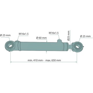 Siłownik hydrauliczny dwustronny Zetor 2xM16x1,5 50-25H200L410 6575025H200L410