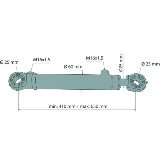 Siłownik hydrauliczny dwustronny Zetor 2xM16x1,5 50-25H200L410 6575025H200L410
