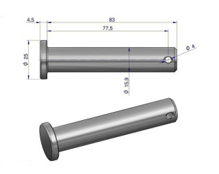 Sworzeń 16x75X84 górny wieszaka prawy mf 376399