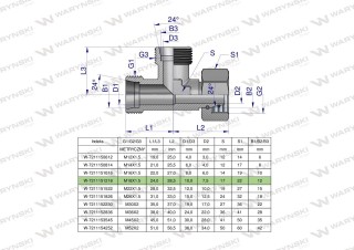 Trójnik hydrauliczny niesymetryczny metryczny BBA M18x1.5 12L (XEVL) Waryński