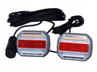 Zestaw lamp tylnych diodowych na magnes kierunkowskaz dynamiczny pozycja stop podświetlenie tablicy REJ. przewód 7.5m wtyczka 7PIN 12/24v