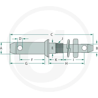 Sworzeń do maszyn kat 1i2 gwint M24x1.5 na otwór FI-25 kg 20013015
