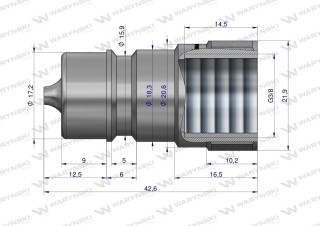 Szybkozłącze hydrauliczne wtyczka euro G3/8"BSP gwint wewnętrzny ISO 7241-A Waryński