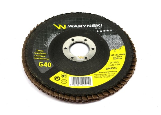 Tarcza do szlifierki 125 mm lamelkowa z elektrokorundem GR40 Waryński WMA331