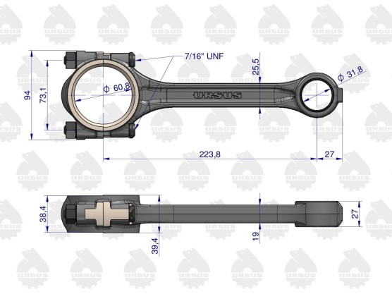 Korbowód silnika MF-3 3132910K91U Oryginał Ursus