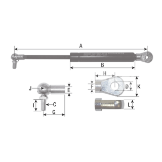 Sprężyna gazowa 700N 221-440mm Bepco 42/870-106 24263